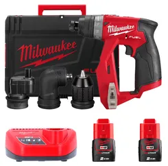 Дриль-шурупокрут акумуляторний MILWAUKEE, M12 FDDXKIT-202X, 34 Нм (+ зар.пр., 2 акум. Х2Аг, 4 насад., HD кейс) фото