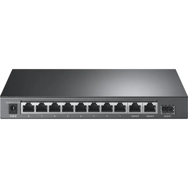 Коммутатор TP-LINK TL-SL1311P 8x1FE (8xPoE), 2xGE, 1xSFP, 65Вт, Неуправляемый