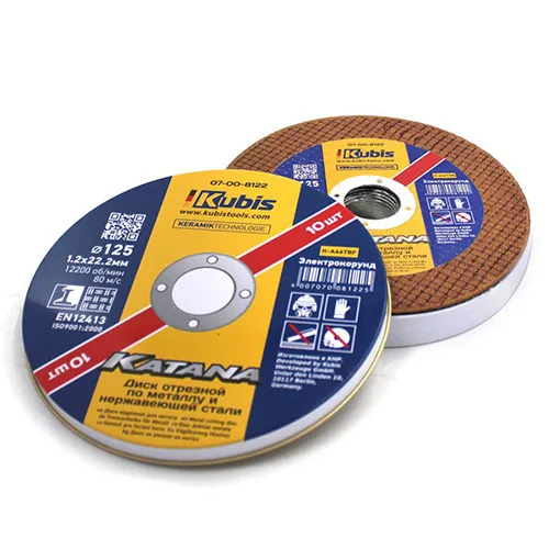 Круг відрізний електрокорунд 125×1.2×22.2 мм по металу та нержавіючій сталі Kubis Katana 07-00-8122 упаковка 10 шт