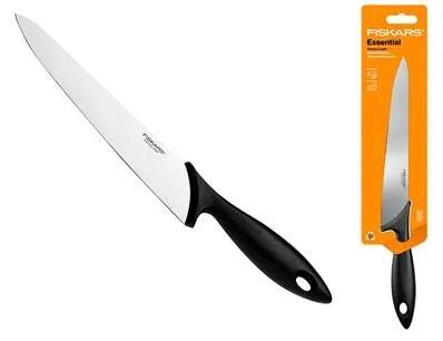 Кухонний ніж універсальний Fiskars Essential, 21см, нержавіюча сталь, пластик, чорний