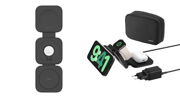Зарядное устройство беспроводное Belkin 3в1 Travel Pad iPhone/Watch/AirPods, черный