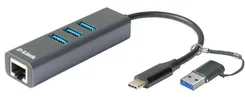 Сетевой адаптер D-Link DUB-2332 1xGE, 3xUSB-C, USB-C с адаптером USB-C/USB-A фото