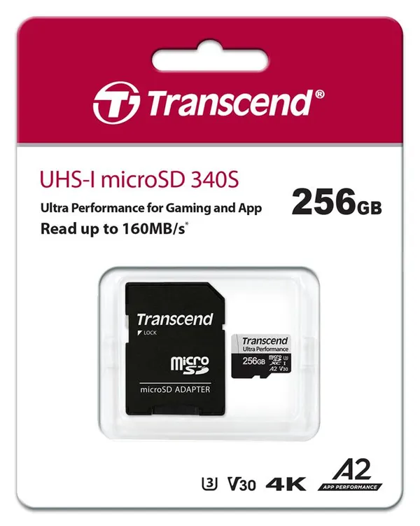 Карта пам'яті Transcend microSD 256GB C10 UHS-I U3 A2 R160/W125MB/s + SD