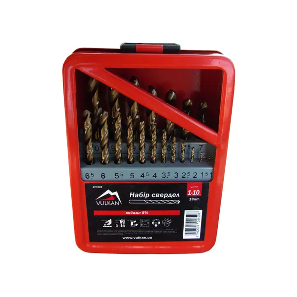 Набір свердел п/м HSS-CO 1-10мм*0,5мм 19шт коробка метал цена в Украине