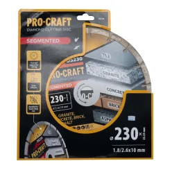 Сегментный алмазный диск 230×2.6×22.23 мм по керамограниту Procraft DS230 фото