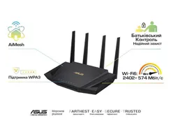 Маршрутизатор ASUS RT-AX58U v2 AX3000, 4xGE LAN, 1xGE WAN, 1xUSB3.1, MESH фото