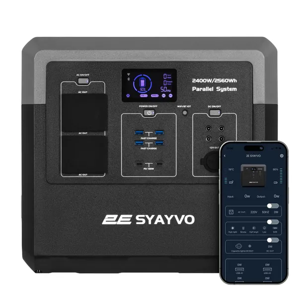 Портативна електростанція 2E Syayvo 2400 Вт, 2560 Вт/год, WiFi/BT фото №2