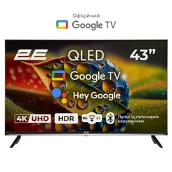 Телевизор 43" 2E QLED 4K 60Hz Smart Google TV Black фото