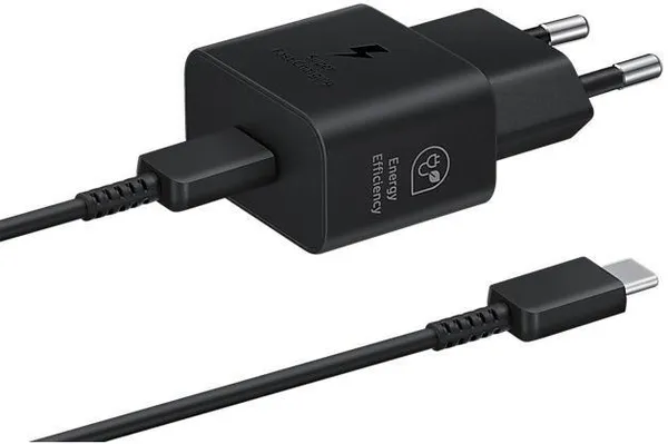 Зарядний пристрій мережевий Samsung 25Вт USB-С, кабель USB-C > USB-C, 1м, чорний