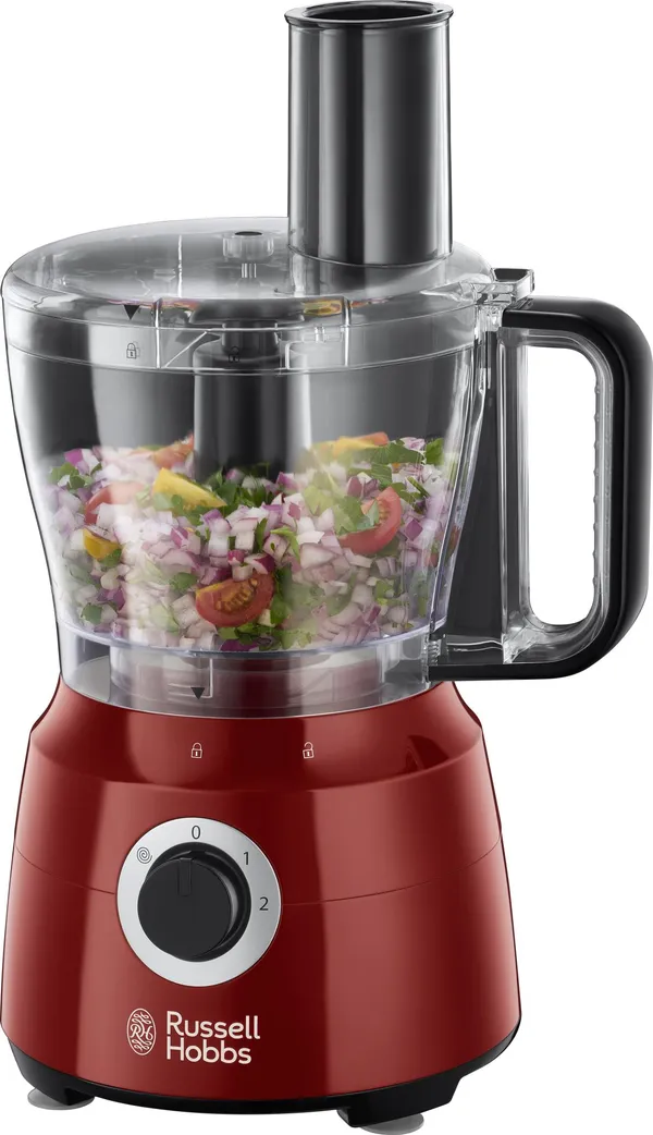 Кухонная машина Russell Hobbs Desire 600Вт, чаша-пластик, корпус-пластик, насадок-9, красный