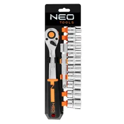 Набір торцевих головок Neo Tools, 12шт, 1/2", тріскачка 90 зубців, CrV фото