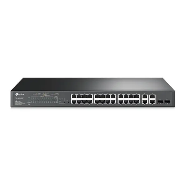 Коммутатор TP-LINK SL2428P 24xFE(24xPoE), 4xSFP, 250Вт, Неуправляемый