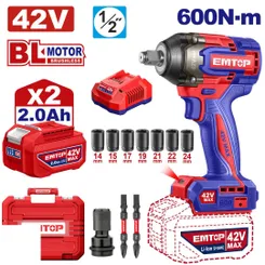 Гайковерт акумуляторний ударний EMTOP ECIWL42602 фото