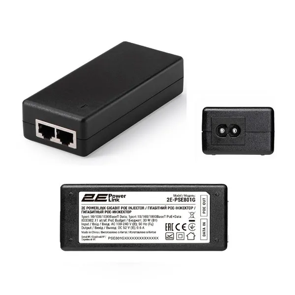 Инжектор PoE 2E PowerLink PSE801 1xFE, 1xFE PoE, 30Вт