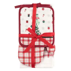 Подарочный набор для кухни ARDESTO Christmas Tree, 3шт, 100% хлопок (полотенечко), 100% полиэстер (прихватки), зеленый фото