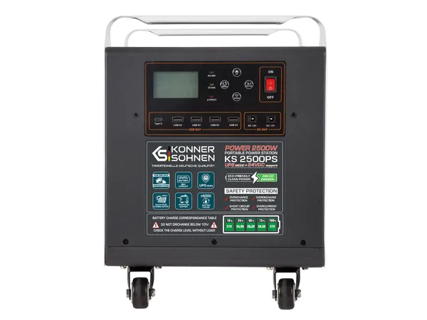 Купить Портативная электростанция Konner&Sohnen KS 2500PS, 2500Вт, 2560 Вт·ч, LifePo4, UPS, 31кг