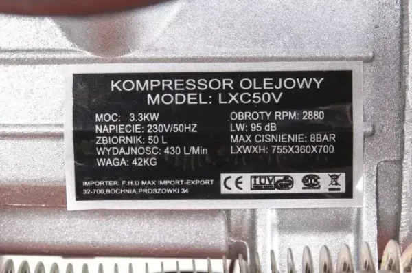 Компрессор воздушный 50л, 430 л/мин, 3.3 кВт Lex LXC50V двухцилиндровый отзывы