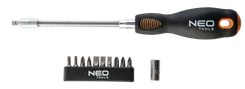 Викрутка Neo Tools битотримач із гнучким стрижнем 1/4", перехідник, 10 біт, SL,PH,PZ,Torx фото