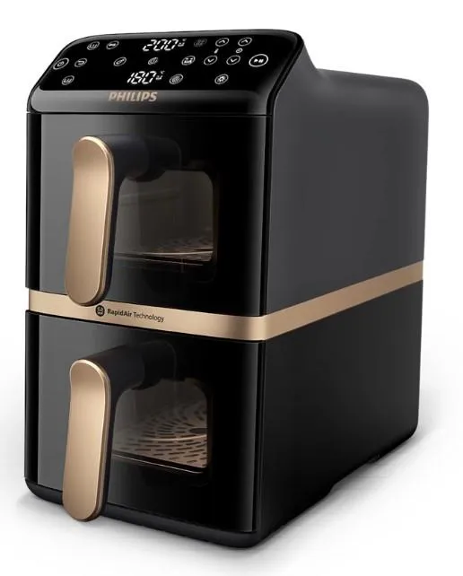 Мультипечь Philips Stacked Dual 2300Вт, чаша-5+5л, сенсорное управл., 6 авто. программ, пластик/металл , чорний