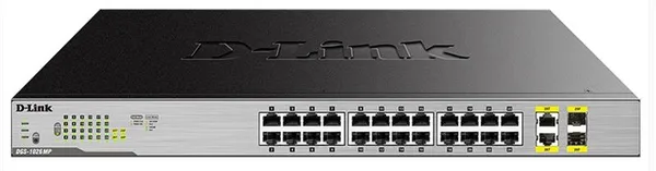 Коммутатор D-Link DGS-1026MP 24x1GE PoE, 2xSFP/GE, 370W