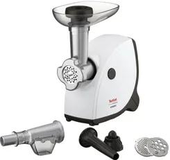 М'ясорубка Tefal HV4, 2000Вт, 2.3кг/хв, 3 решітки, насадка для ковбас, кеббе, томатів, пластик, біло-чорний фото