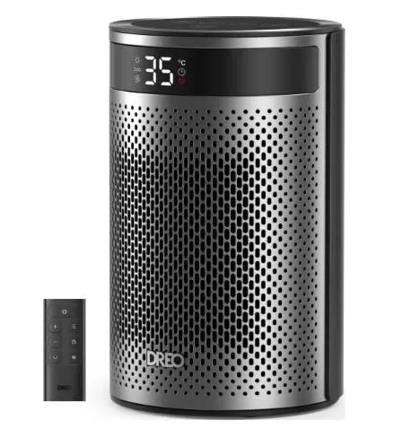 Тепловентилятор Dreo, 20м2, 1500Вт, електр. упр-ння, керамич.нагрів.елемент, пульт ДУ, срібний