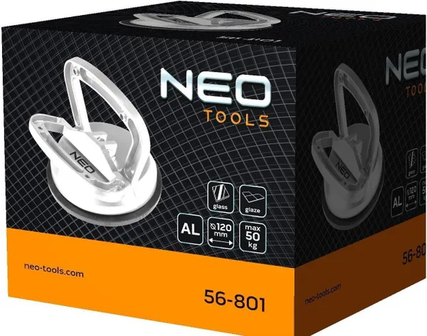 Присоска вакуумная Neo Tools, для стекла, одинарная, алюминиевый корпус, диаметр 120 мм, 50 кг фото №3