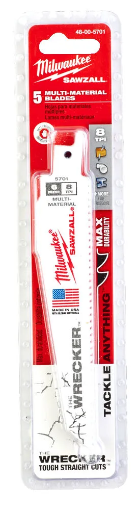 Полотно для шабельних пил WRECKER MILWAUKEE, 150х3,6/2,3мм, (5шт), (метал, деревина з цвяхами) цена в Украине