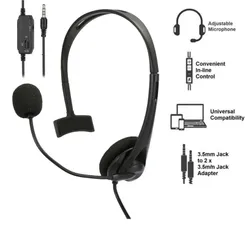 Гарнітура ПК моно On-ear 2E CH11 mini-jack, omni-mic, 1.2м, чорний фото