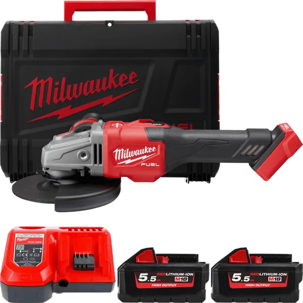 Шліфмашина кутова акумуляторна MILWAUKEE, M18 FHSAG125XB-552X, діаметр 125 мм (+ заряд.пристрій, 2 а