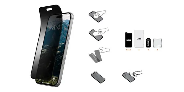 Защитная пленка анти-шпион UAG для iPhone 16, Removable Privacy, Glass - Tint