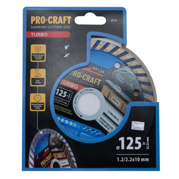 Алмазный диск 125×2.2×22.23 мм по керамограниту Procraft DT125