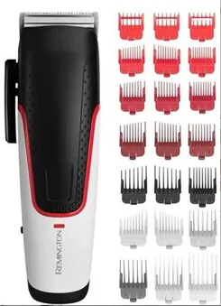 Машинка для стриження  Remington E51 Easy Fade Hair Clipper, мережа+акум., роторний мотор, насадок-3, кейс, титан.напил., чорн-біл фото