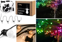 Гирлянда Smart LED Twinkly Festoon RGB 20 G45 IP44 10м черный кабель фото