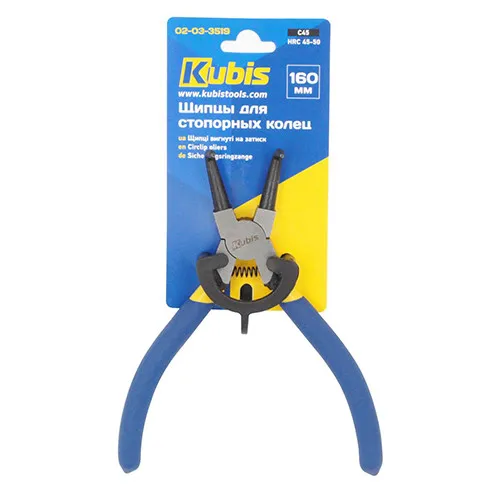 Щипці для стопорних кілець 160 мм C45 вигнуті на стиск Kubis 02-03-3519 купити в Україні