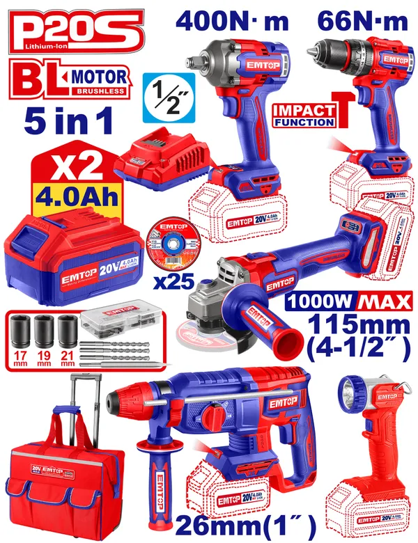 Набір інструментів акумуляторних EMTOP ECKL2059