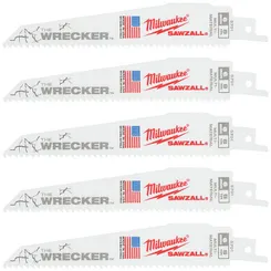 Полотно для шабельних пил WRECKER MILWAUKEE, 150х3,6/2,3мм, (5шт), (метал, деревина з цвяхами) фото