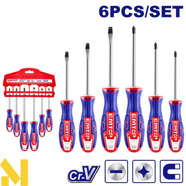 Набор магнитных отверток EMTOP ESST0602, 6 шт.