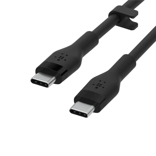 Кабель USB-C > USB-C заряджання/синхронізації Belkin 3м, 60Вт, Type-C, силіконовий з кліпсою, чорний