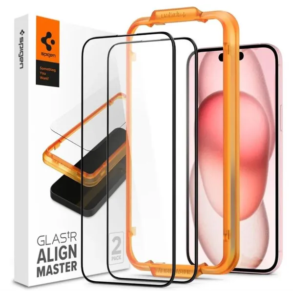 Захисне скло Spigen для iPhone 15 Plus, tR AlignMaster FC (2 Pack), Clear