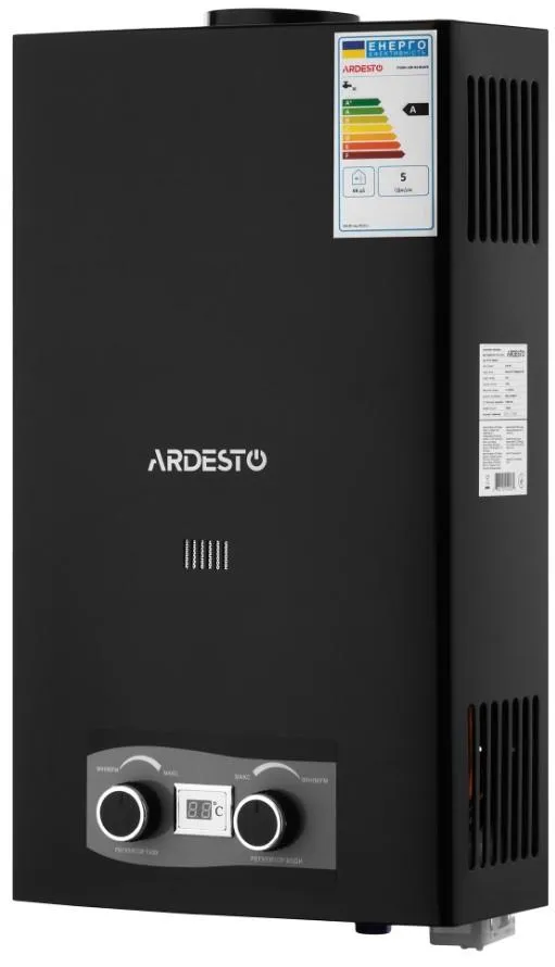 Газовая колонка Ardesto X2, 10 л/мин., 20 кВт, розжиг от батареек, дисплей, черный