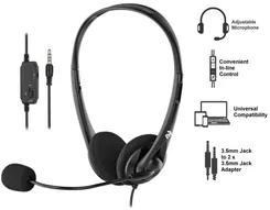 Гарнітура ПК стерео On-ear 2E CH11 mini-jack, omni-mic, 1.2м, чорний фото