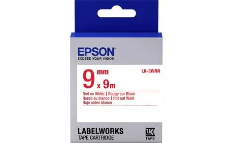 Картридж зі стрічкою Epson LK3WRN принтерiв LW-300/LW-400/LW-400VP/LW-600P/LW-700/LW-Z710/LW-900P/LW-1000P/LW-Z5000BE Std Red/Wht 9mm/9m