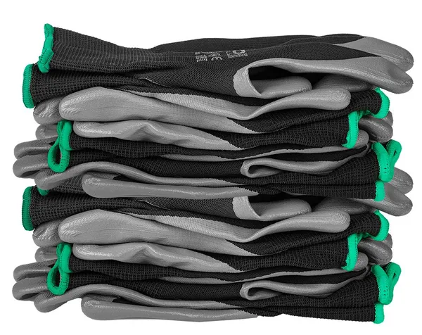 Перчатки рабочие Neo Tools комплект 12шт, полиэстер с нитриловым покрытием, р.8, серо-черный заказать