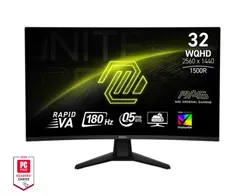 Монітор MSI 31.5" MAG 32CQ6F 2xHDMI, DP, Audio, VA, 2560x1440, 180Hz, 0.5ms, sRGB 101%, CURVED, AdaptiveSync фото