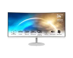 Монітор MSI 34" PRO MP341CQW 2xHDMI, DP, MM, VA, 3440x1440, 21:9, 100Hz, 4ms, sRGB 116%, CURVED, FreeSync, білий фото