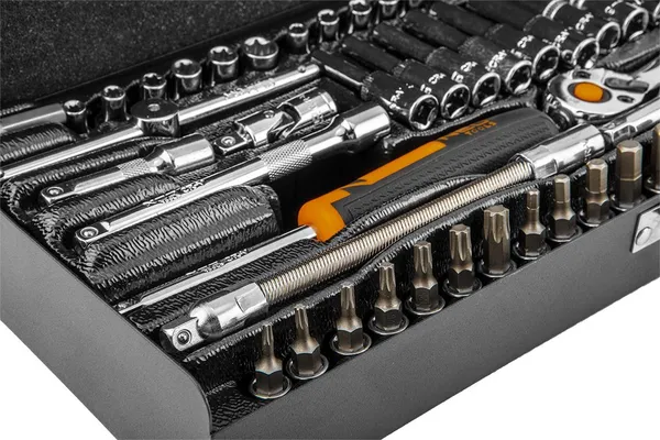 Набор инструментов Neo Tools, набор торцевых головок, 63шт, 1/4", CrV, металлический кейс фото №3