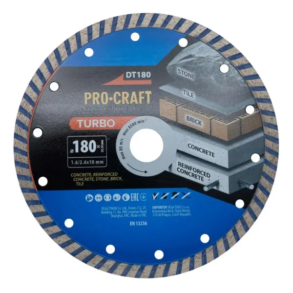Алмазный диск 180×2.6×22.23 мм по керамограниту Procraft DT180 цена в Украине