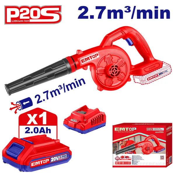Воздуходувка садовая аккумуляторная EMTOP ELAB200281 (АКБ + ЗУ)