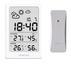 Метеостанция Sencor, внутр/наруж измерение,  AAAx2+AAx2, темп-ра, влажность, время, белый фото